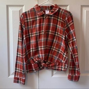 Burnt orange quarter zip flannel